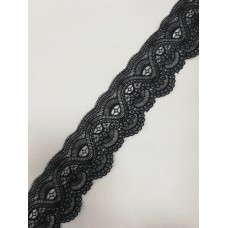 77 Кружево вязаное полиэстер шир.5,5см цв.черный(в упак.13,9м)