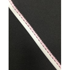 1150 Бельевая резинка кромочная 10мм цв.бело-розовый(в рул.100м)
