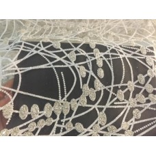 SPLTL23 Ткань свадебная с блестками на сетке шир.см цв.белый(в рул.20м)