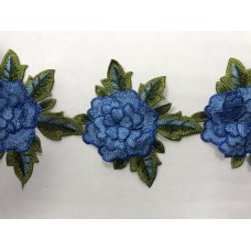 1603 Нашивка с цветами в рулоне цв.168 голубой(в упак.9м)