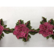 1605 Нашивка с цветами в рулоне цв.144 розовый(в упак.9м)