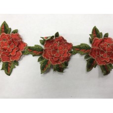 1605 Нашивка с цветами в рулоне цв.161 кирпич(в упак.9м)