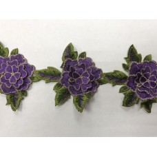 1605 Нашивка с цветами в рулоне цв.170 фиолетовый(в упак.9м)