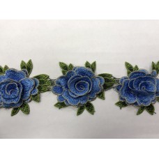 1606  Нашивка с цветами в рулоне цв.168 голубой
