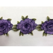 1607 Нашивка с цветами в рулоне цв.171 фиолетовый(в упак.14,5м)