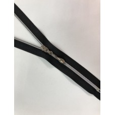 Молния спираль Т3 декоративная 50см неразъемная серебро цв.№322 черный(в упак.100шт)