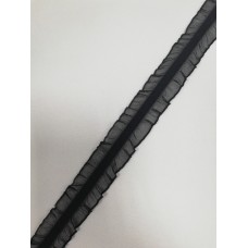 Бельевая резинка KPO0250 с двухсторонним рюшем 22мм цв.черный(в рул.100м)