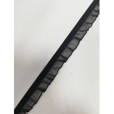 Бельевая резинка KPO0250 с рюшем 15мм цв.черный(в рул.100м)